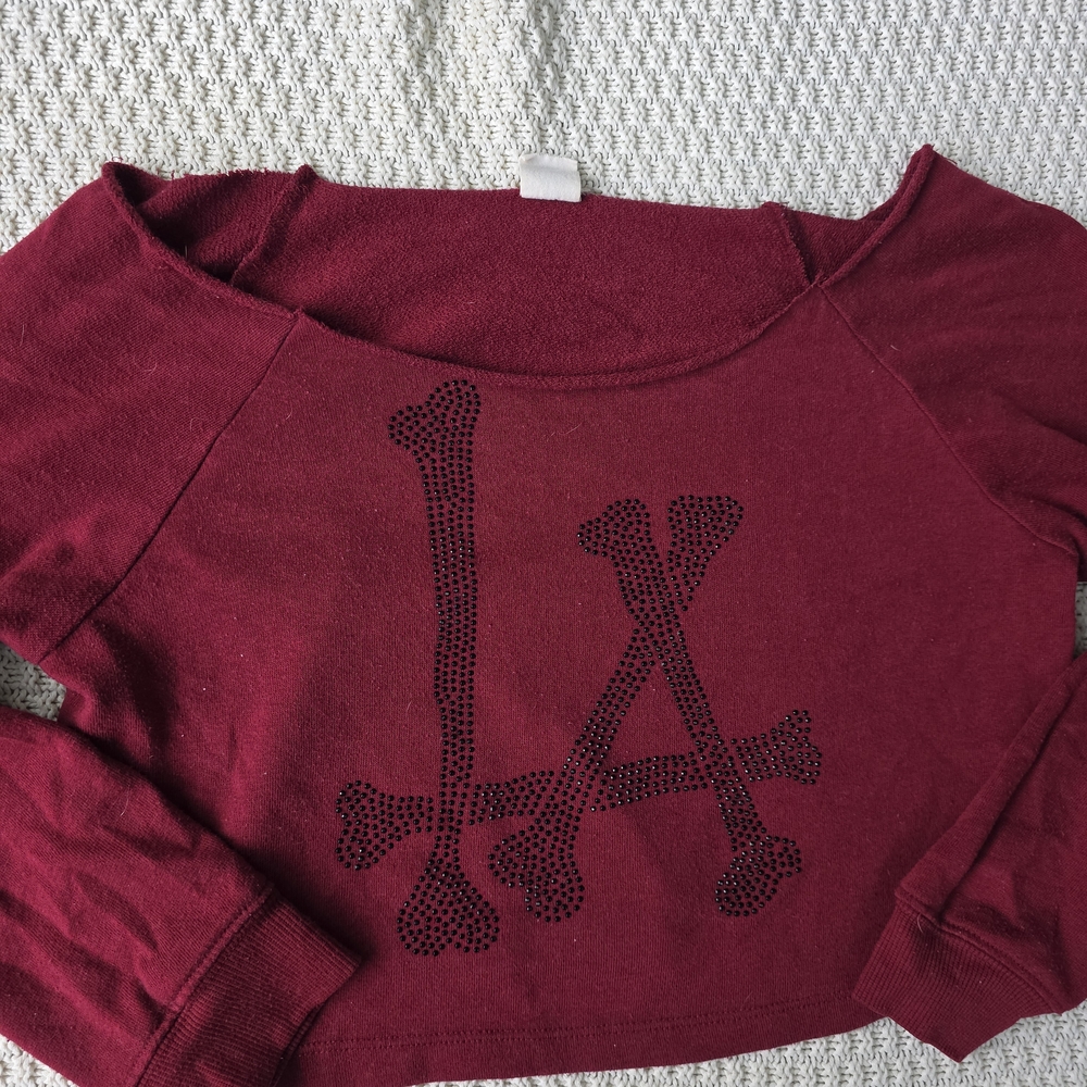 Red Off-Shoulder LA Crop Top